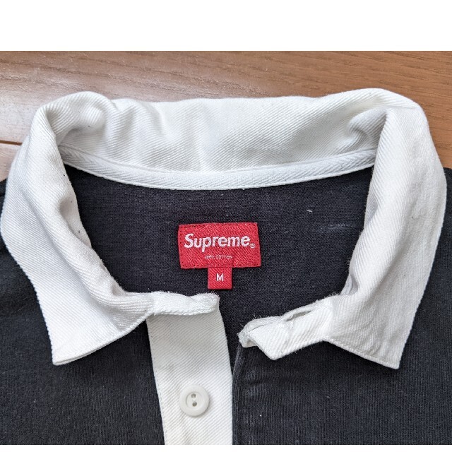 Supreme ラガーシャツ M ブラック/ホワイト（Supreme】 S/S