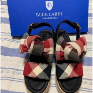 ブルーレーベルクレストブリッジ(BLUE LABEL CRESTBRIDGE)の最終価格！BLUE LABEL ブルーレーベル チェックリボン厚底サンダル　(サンダル)