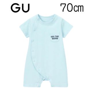 ジーユー(GU)の【新品未使用】GU BABY カバーオール (半袖・ロゴ) 70(カバーオール)