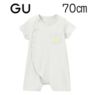 ジーユー(GU)の【新品未使用】GU BABY カバーオール (半袖・ロゴ) 70(カバーオール)
