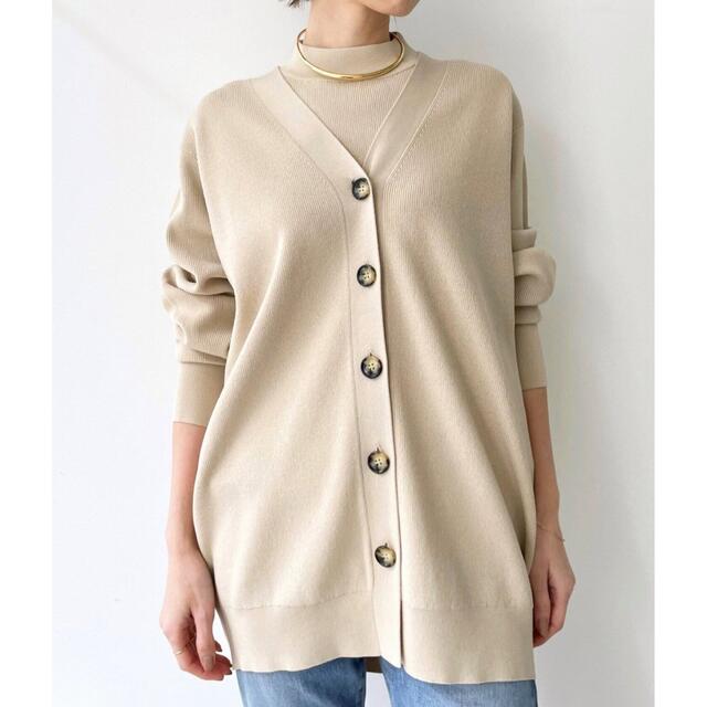 L'Appartement DEUXIEME CLASSE(アパルトモンドゥーズィエムクラス)のL'Appartement Knit Cardigan ベージュ レディースのトップス(カーディガン)の商品写真