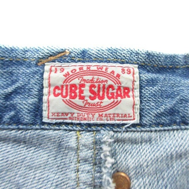 CUBE SUGAR(キューブシュガー)のキューブシュガー デニムパンツ ジーンズ サルエル ウォッシュ加工 S 青 レディースのパンツ(デニム/ジーンズ)の商品写真