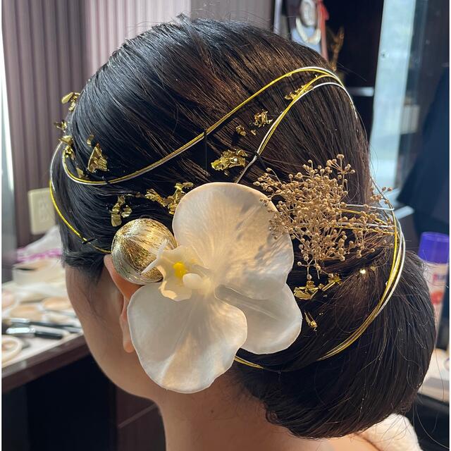 和装 胡蝶蘭 水引 金箔 ヘアアクセサリー - フォーマル