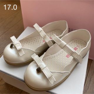 メゾピアノ(mezzo piano)の美品♡メゾピアノ　リボンスカラップ　バレエシューズ　17(フォーマルシューズ)