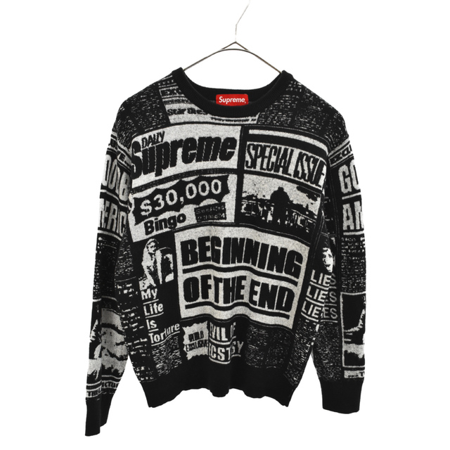 Supreme(シュプリーム)のSUPREME シュプリーム 18AW Newsprint Sweater ニュースプリントニットセーター ブラック メンズのトップス(ニット/セーター)の商品写真