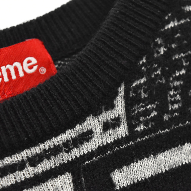 Supreme(シュプリーム)のSUPREME シュプリーム 18AW Newsprint Sweater ニュースプリントニットセーター ブラック メンズのトップス(ニット/セーター)の商品写真