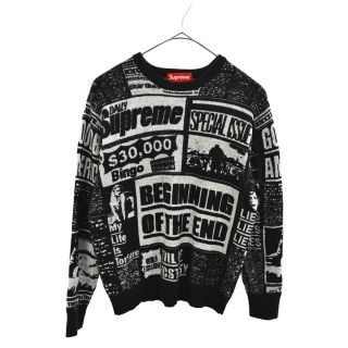 シュプリーム(Supreme)のSUPREME シュプリーム 18AW Newsprint Sweater ニュースプリントニットセーター ブラック(ニット/セーター)