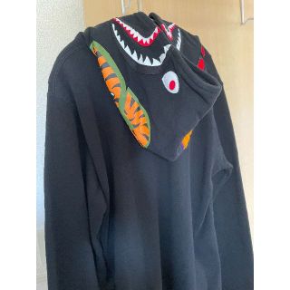 アベイシングエイプ(A BATHING APE)のBape Shark Hoodie Black sideZip Msize(パーカー)