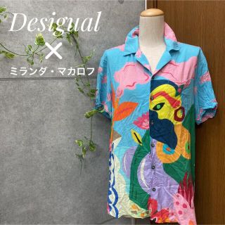 デシグアル(DESIGUAL)のDesigual x ミランダ・マカロフ　マルチカラー　半袖シャツ　ピンク　総柄(シャツ/ブラウス(半袖/袖なし))