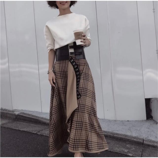 ロングスカートAmeri VINTAGE RAFFLE FLARE CHECK SKIRT