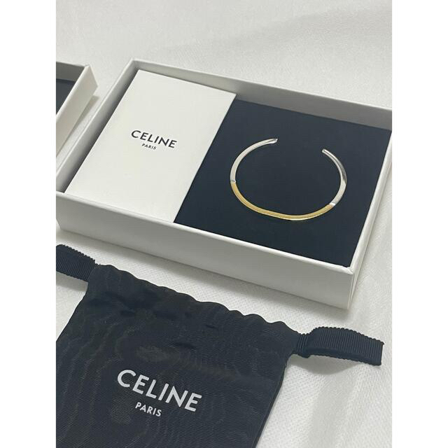 CELINE シンプル フォーム ツートーン ブレスレット ゴールド シルバー