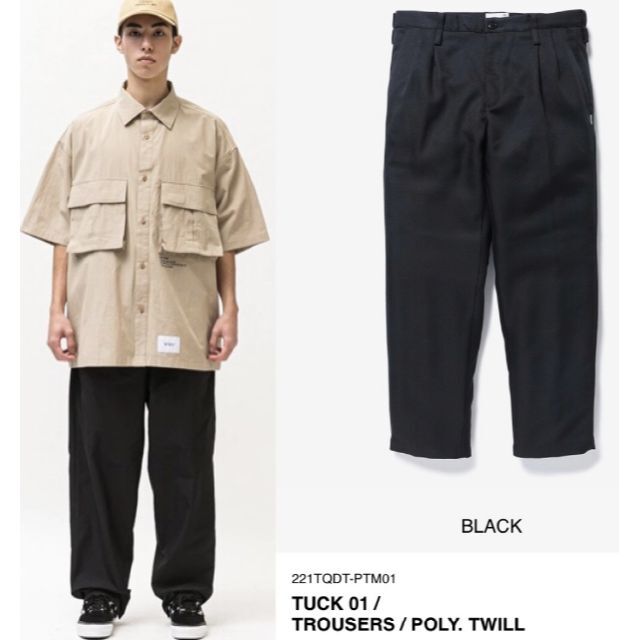 22SS WTAPS TUCK 01 TROUSERS BLACK Mサイズ-