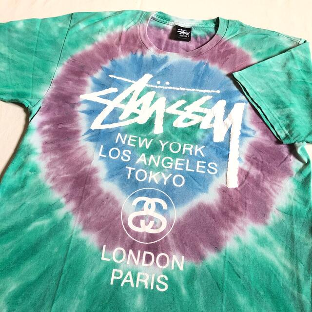 STUSSY ステューシー タイダイ Tシャツ メキシコ製 総柄 ワールドツアー