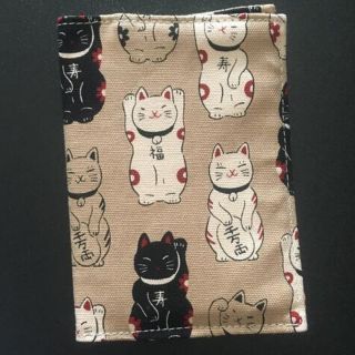 （新品）福招き猫 カード入れ 手作り日本製(名刺入れ/定期入れ)