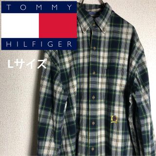 トミーヒルフィガー(TOMMY HILFIGER)の【人気アイテム】 トミーヒルフィガーBDシャツ Lサイズ 90S エンブレム刺繍(シャツ)