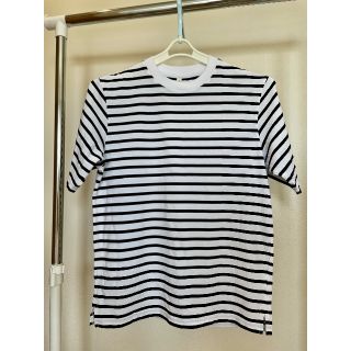 イオン(AEON)のPEACE FIT COOL ボーダー半袖Tシャツ メンズ シロ M(Tシャツ/カットソー(半袖/袖なし))