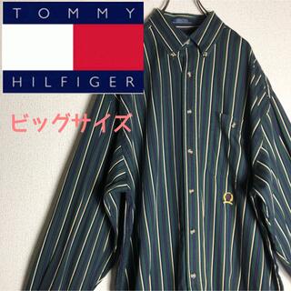 トミーヒルフィガー(TOMMY HILFIGER)の【人気アイテム】 トミーヒルフィガーBDシャツ Lサイズ 90S エンブレム刺繍(シャツ)