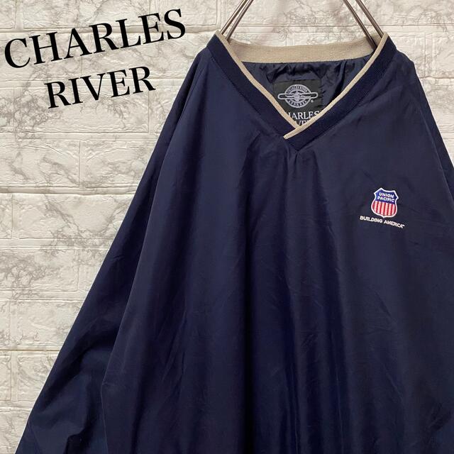インポート　CHARLES RIVER プルオーバーナイロンジャケット　刺繍ロゴ