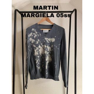 Martin Margiela マルタンマルジェラ 05SS 切替デザイン フルジップアップ フード付きニットセーター グレー