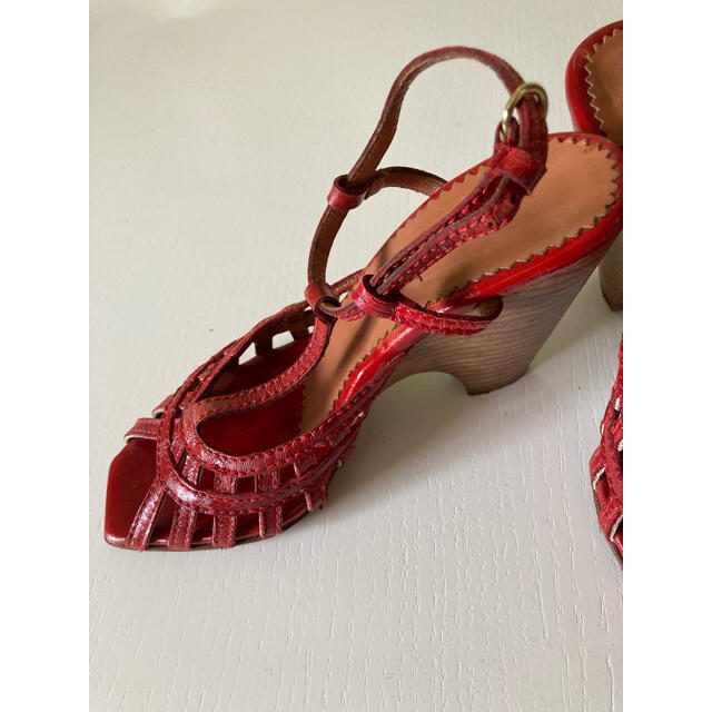 イタリア製　本革サンダル  VERO CUOIO 36  レッドレザー 赤 レディースの靴/シューズ(サンダル)の商品写真