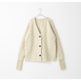 【TGOR】Roop jacquard glove cardigan IVORY(カーディガン)