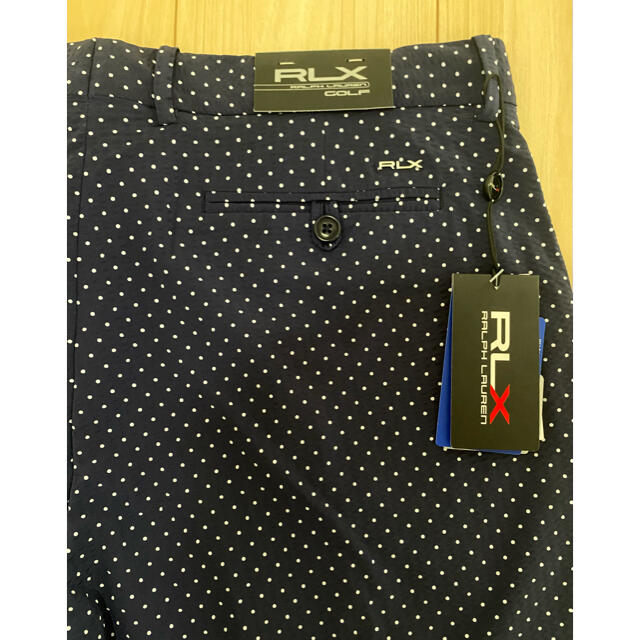 POLO RALPH LAUREN(ポロラルフローレン)のRLX ラルフローレン ゴルフ メンズハーフパンツW34ドット柄ネイビー スポーツ/アウトドアのゴルフ(クラブ)の商品写真