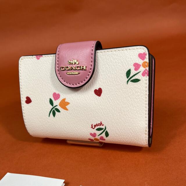 COACH ハート ペタル プリント 二つ折り財布 C7652 花柄 新品