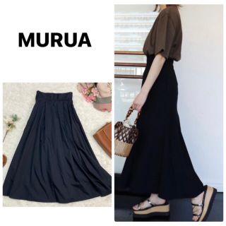 ムルーア(MURUA)のルムーア　MURUA フレアロングスカート　フリーサイズ　細身効果　黒(ロングスカート)