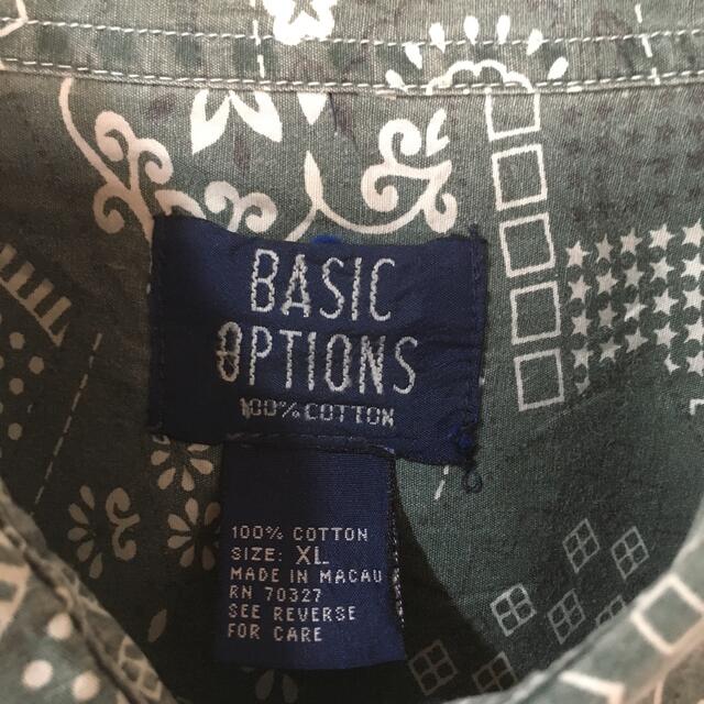 【US輸入】Basic Options コットン アロハ 柄シャツ 幾何学 XL