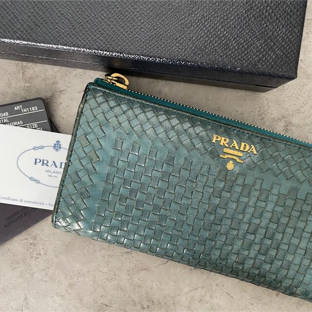 PRADA MADRAS マドラス 長財布 L字ファスナー ブルー ボヤージュ