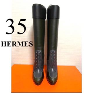 エルメス(Hermes)のタイムセール本日限定⏰❗️正規品 エルメス ブーツ 緑 ロングブーツ 靴(ブーツ)