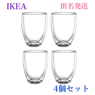 イケア(IKEA)の【 新品・早くもお値下げ】パッセラド ダブルウォールグラス30cl】2個入✖️2(グラス/カップ)