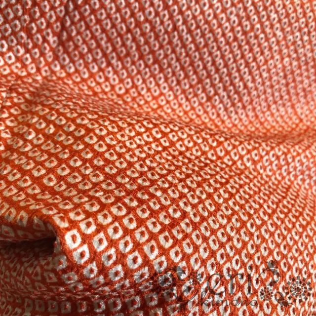 総絞り♡オレンジの総絞りの小紋です♡ レディースの水着/浴衣(着物)の商品写真