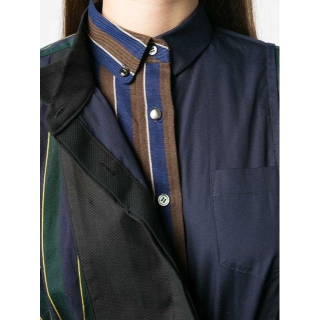 sacai - サカイ sacai ストライプシャツドレス グリーン/ネイビーの sacai - サカイ sacai ストライプシャツドレス グリーン/ネイビーの