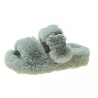 ナイスクラップ(NICE CLAUP)のfluffy sandal(green)(サンダル)