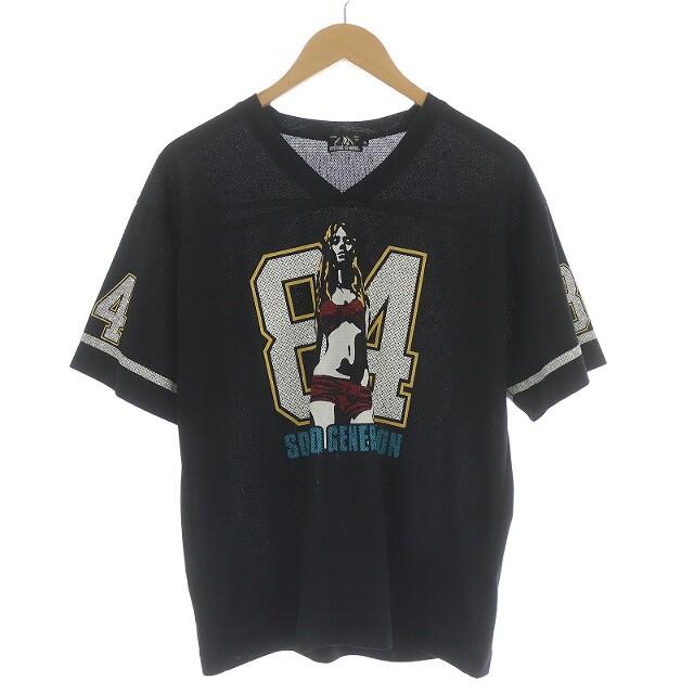 HYSTERIC GLAMOUR(ヒステリックグラマー)のヒステリックグラマー ヒスグラ Tシャツ プリント M 黒 白 マルチカラー メンズのトップス(Tシャツ/カットソー(半袖/袖なし))の商品写真