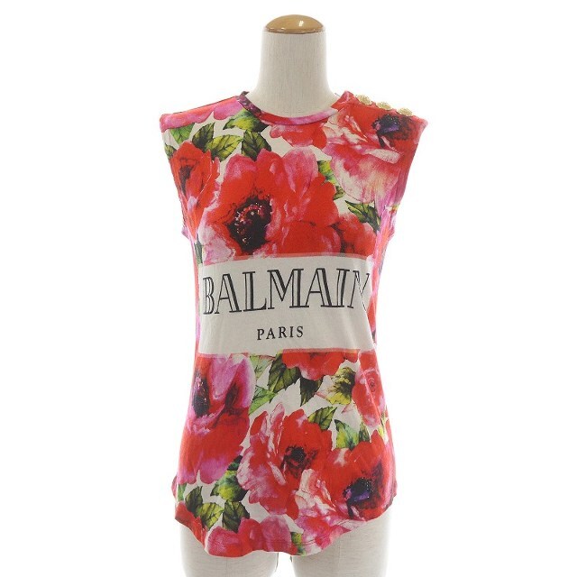 BALMAIN - バルマン カットソー ノースリーブ タンクトップ 花柄 34 XS ...