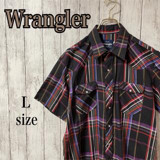 ラングラー(Wrangler)のWrangler ラングラー ウエスタンシャツ チェック 総柄 Lサイズ 古着(シャツ)