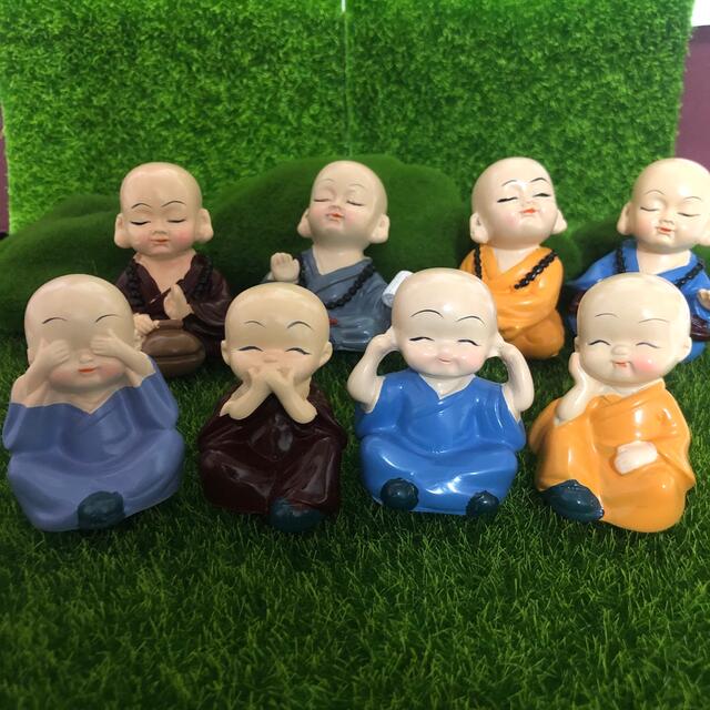 坊主 僧侶 置物 樹脂 置物 装飾 フィギュア DIY 飾り 4個　お坊さん