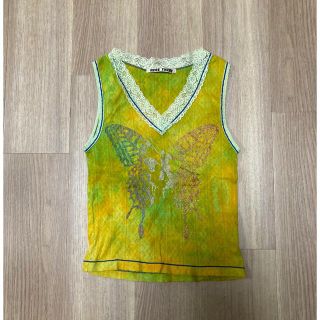 専用 90s vintage lame betterfly lace tan(Tシャツ(半袖/袖なし))