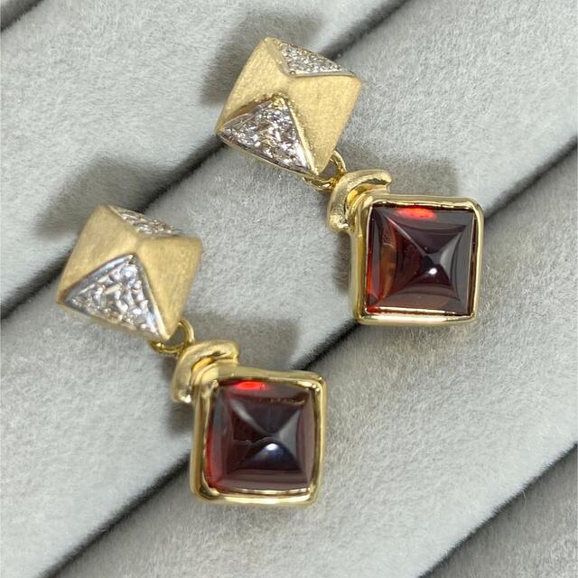 良好品】 【12-20】ロードライトガーネット ダイヤモンド ピアス D0