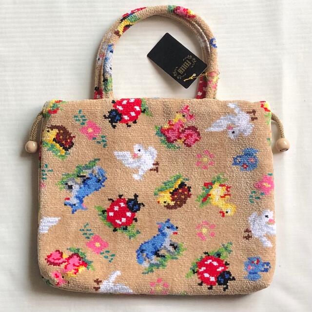 鳩居堂コラボ フェイラー 巾着バッグ ハイジピジョン ベージュ