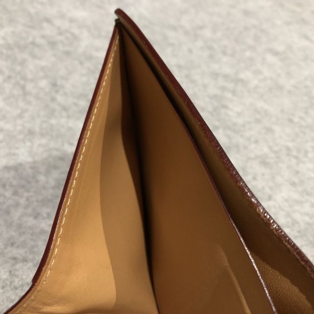 ガンゾのコードバン 小銭入れ付き二つ折り財布・ダークブラウン(濃茶)