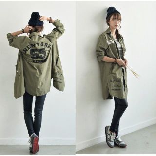 値下げ中！【秋冬 必須アイテム】ロングシャツ カーキ オシャレアイテム トップス(シャツ/ブラウス(長袖/七分))