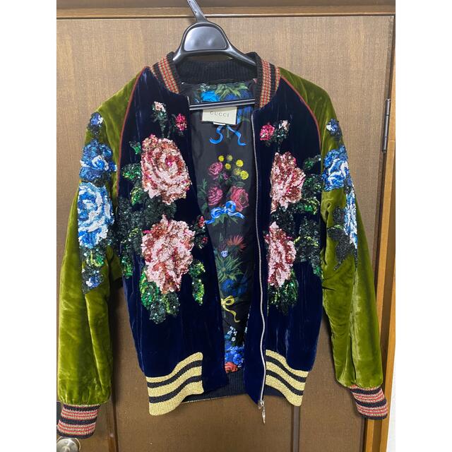 gucci スパンコール スカジャン ジャケット フローラル ベロア