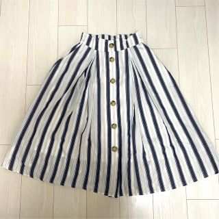 ウィルセレクション(WILLSELECTION)の【美品】ウィルセレクション 膝下丈ストライプ柄スカート(ひざ丈スカート)