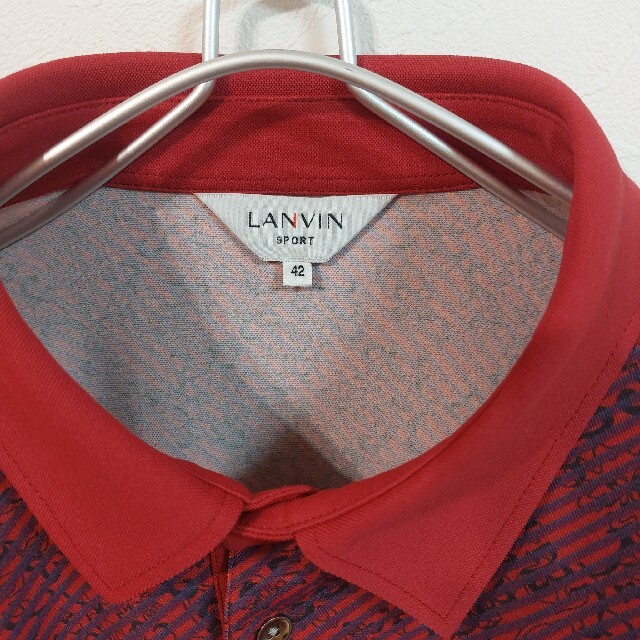 【LANVIN SPORT】美品/長袖ポロシャツ/ゴルフウェア/メンズ/Ｌ/総柄