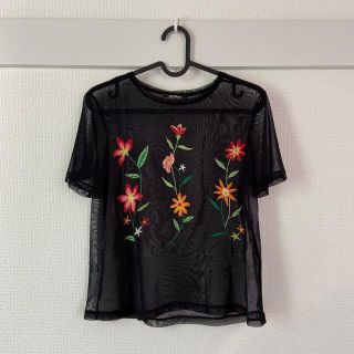 ザラ(ZARA)のZARA シースルー花刺繍Ｔシャツ(Tシャツ(半袖/袖なし))