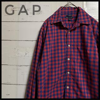 ギャップ(GAP)のGAP ネルシャツ　長袖シャツ　ブロックチェック　赤　青　カジュアル　ギャップ(シャツ)