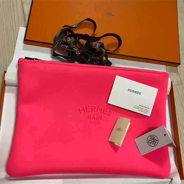 驚きの値段で H - HERMES BAIN PARIS エルメス クラッチバック ネオン